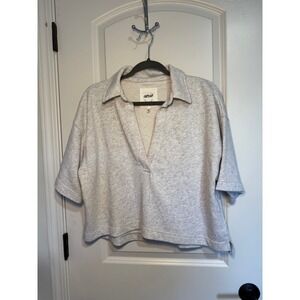 Aerie Oversized Waffle Knit‎ Collared Pullover Top Blue Size Small